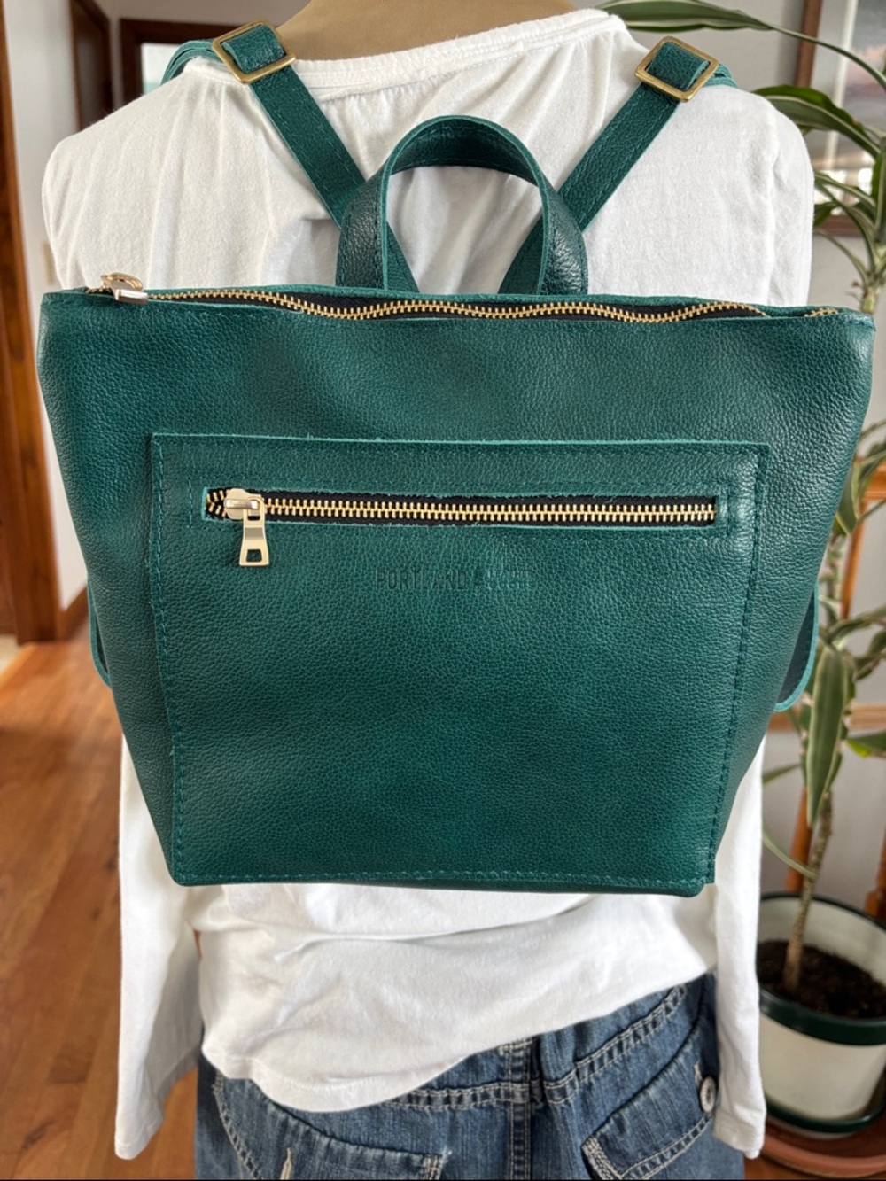 Portland Leather Sea Glass (Teal Green) Leather Mini (small) Backpack - Picture 4 of 11